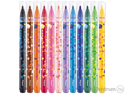 Filctoll készlet, 2,8 mm, kimosható, MAPED "Pixel Party", 12 különböző szín