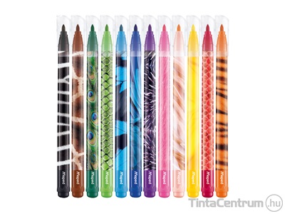 Filctoll készlet, 2,8mm, kimosható, MAPED "Color’Peps Animals", 12 különböző szín