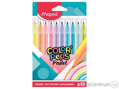 Filctoll készlet, 2,8mm, kimosható, MAPED "Color`Peps Pastel", 10 különböző pasztell szín