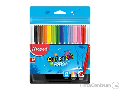 Filctoll készlet, 2mm, kimosható, MAPED "Color`Peps Ocean", 12 különböző szín