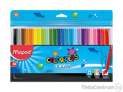 Filctoll készlet, 2mm, kimosható, MAPED "Color`Peps Ocean", 24 különböző szín