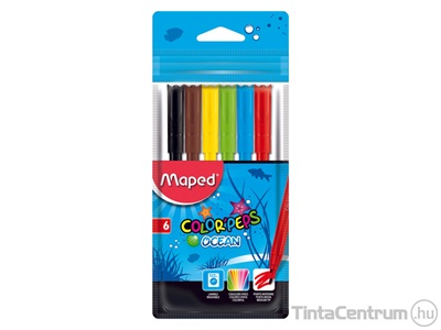 Filctoll készlet, 2mm, kimosható, MAPED "Color`Peps Ocean", 6 különböző szín