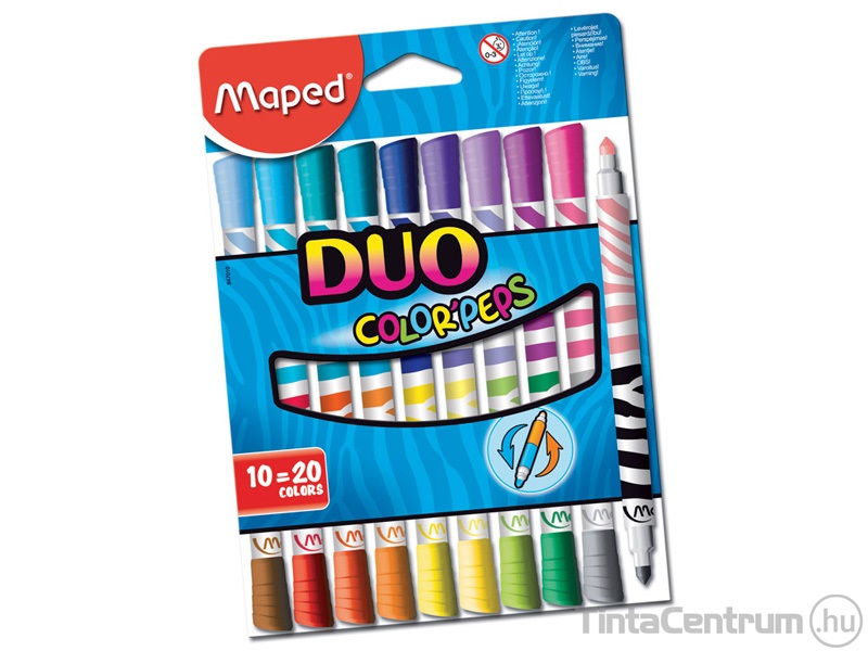 Filctoll készlet, 1-4,75mm, kimosható, MAPED "Color`Peps Duo", 20 különböző szín