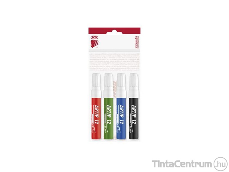 Flipchart marker készlet, 1-4mm, vágott, ICO "Artip 12", 4 különböző szín