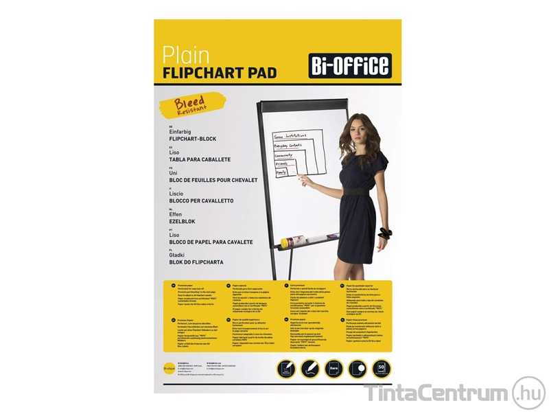 Flipchart papír, sima, 650x950mm, BI-OFFICE 50lap/csomag