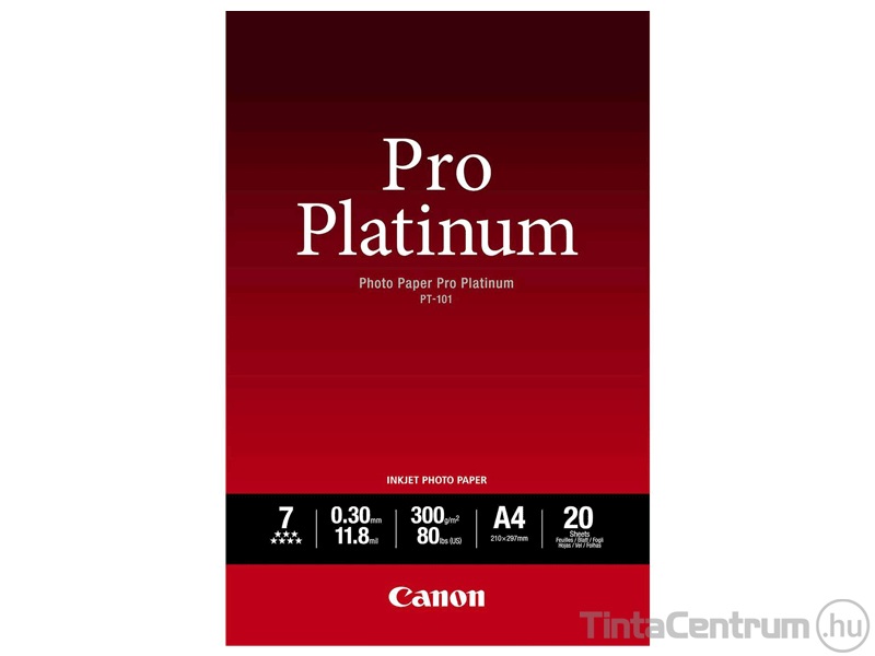 Fotópapír, tintasugaras, A4, 300g, fényes, CANON "Pro Platinium" (PT-101) 20lap/csomag