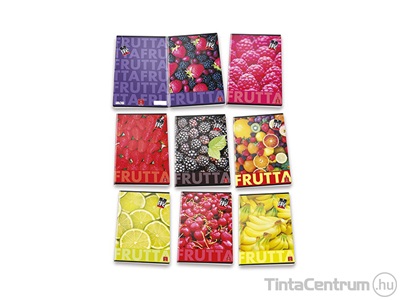 Füzet, tűzött, A4, vonalas, 42lap, PIGNA "Fruits", vegyes minták