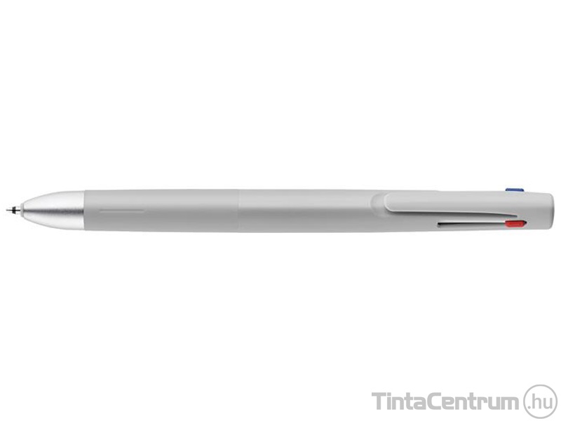 Golyóstoll, 0,24 mm, nyomógombos, háromszínű, szürke tolltest, ZEBRA  "bLen 3C"