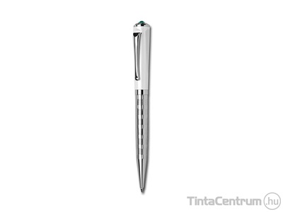 Golyóstoll, 0,7mm, fehér-ezüst tolltest, light türkiz SWAROVSKI® kristállyal, ART CRYSTELLA® "Rialto", kék