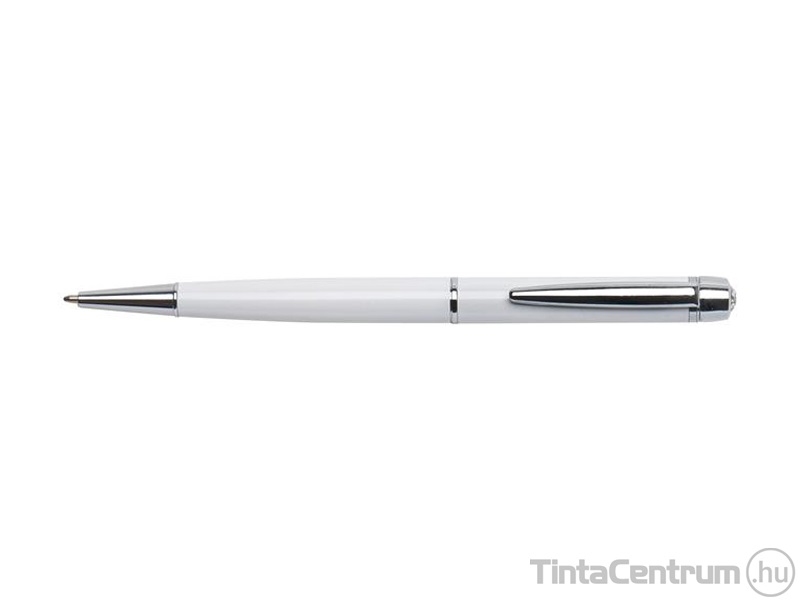 Golyóstoll, 0,7mm, fehér tolltest, fehér SWAROVSKI® kristállyal, ART CRYSTELLA® "Lily Pen", kék