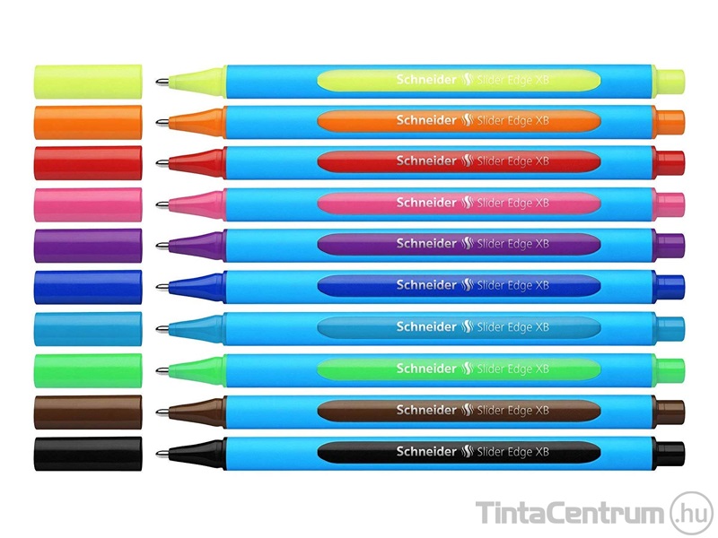 Golyóstoll készlet, 0,7mm, kupakos, SCHNEIDER "Slider Edge XB", 10 különböző szín