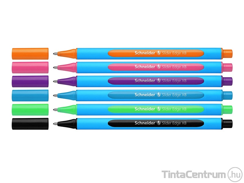 Golyóstoll készlet, 0,7mm, kupakos, SCHNEIDER "Slider Edge XB", 6 különböző szín
