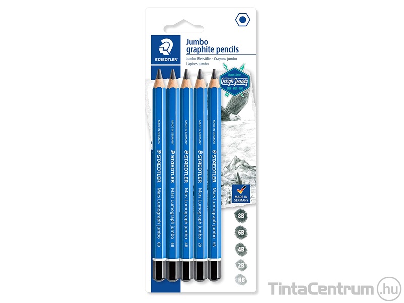 Grafitceruza készlet, jumbo, hatszögletű, STAEDTLER "Design Journey Lumograph", 5 különböző keménység