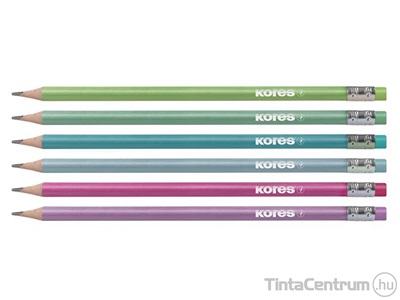 Grafitceruza radírral, HB, háromszögletű, KORES "GRAFITOS Style", 6db/csomag