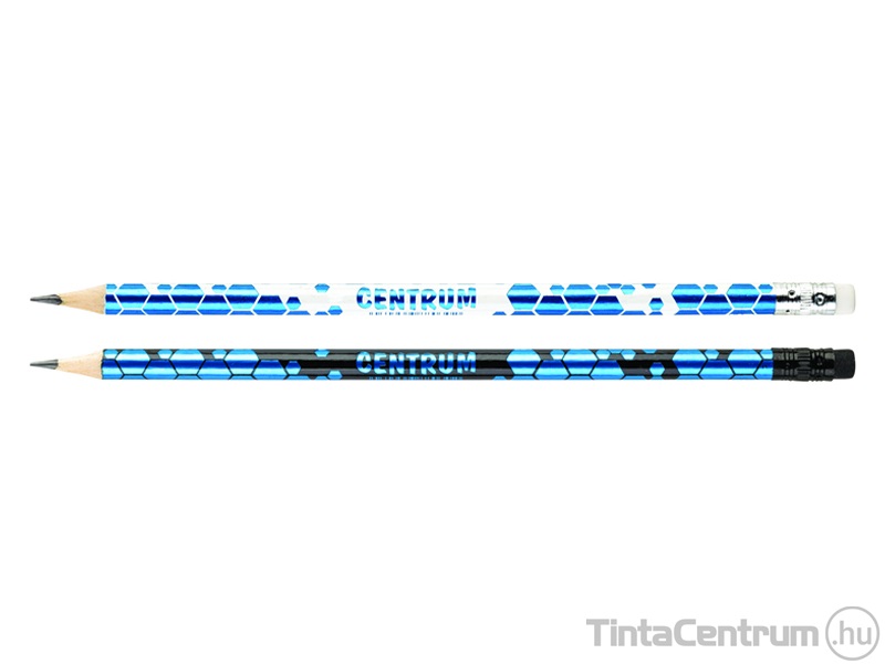 Grafitceruza radírral, HB, kerek, CENTRUM, hatszög mintás