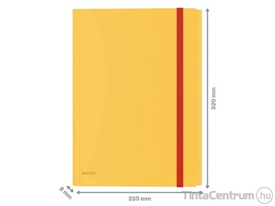 Gumis mappa, A4, műanyag, extra tasakkal, LEITZ "Cosy", melegsárga