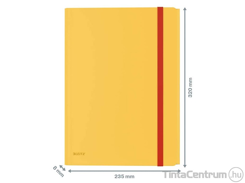 Gumis mappa, A4, műanyag, extra tasakkal, LEITZ "Cosy", melegsárga