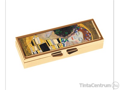 Gyógyszertartó doboz Fridolin Klimt ´A csók´ 7 napos, fém, aranyszínű
