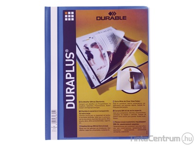 Gyorsfűző, A4, műanyag, széles, panorámás, DURABLE "DURAPLUS®", kék