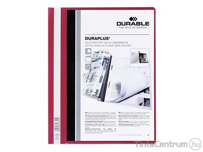 Gyorsfűző, A4, műanyag, széles, panorámás, DURABLE "DURAPLUS®", piros