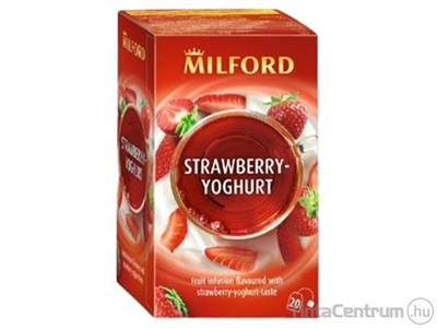 Gyümölcstea, filteres, 20x2,5g, MILFORD, eper és joghurt