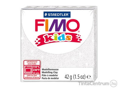 Gyurma, 42g, égethető, FIMO "Kids", glitteres fehér