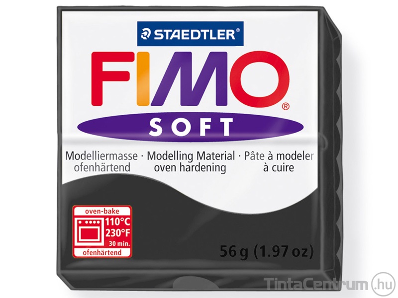 Gyurma, 56g, égethető, FIMO "Soft", fekete