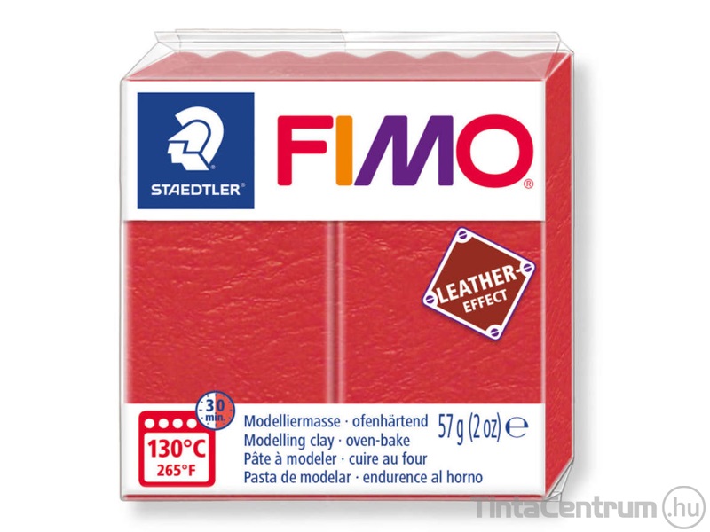 Gyurma, 57g, égethető, FIMO "Leather Effect", dinnyepiros