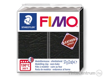 Gyurma, 57g, égethető, FIMO "Leather Effect", fekete