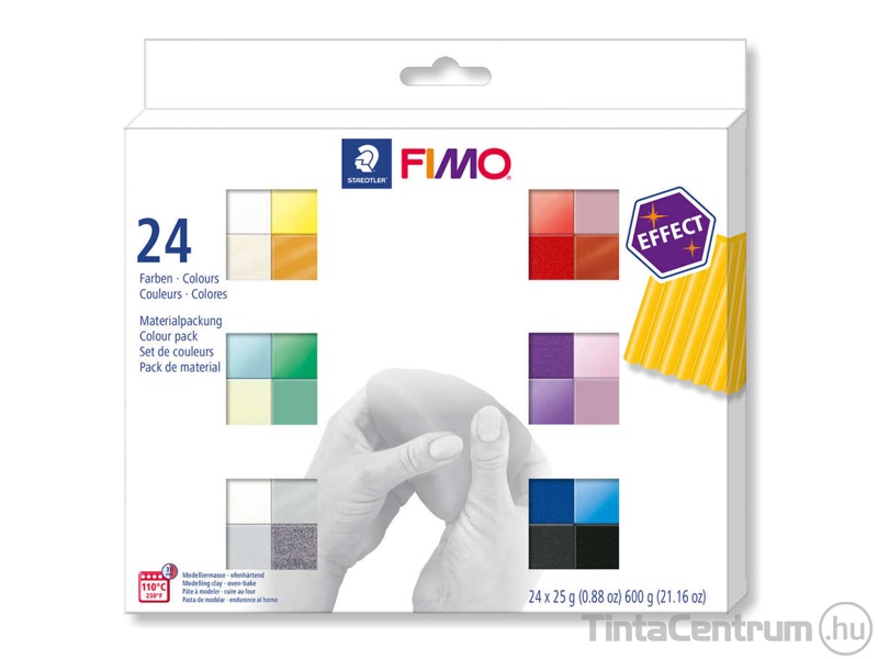 Gyurma készlet, 24x25g, égethető, FIMO "Effect Colours", 24 különböző szín