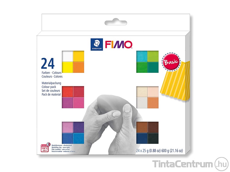 Gyurma készlet, 24x25g, égethető, FIMO "Soft Basic", 24 különböző szín