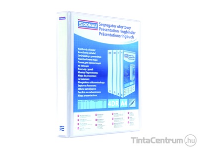 Gyűrűskönyv, A4, 63mm, 4 gyűrűs, D alakú, panorámás, műanyag, DONAU, fehér