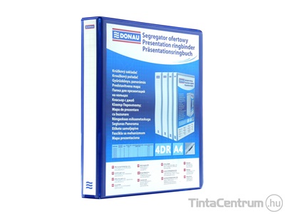 Gyűrűskönyv, A4, 63mm, 4 gyűrűs, D alakú, panorámás, műanyag, DONAU, kék