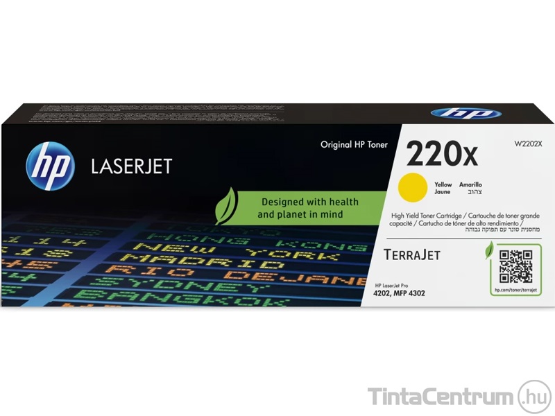 HP 220X (W2202X) sárga [5500 oldal] eredeti toner