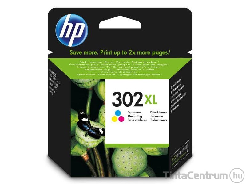 HP 302XL (F6U67AE) színes eredeti tintapatron