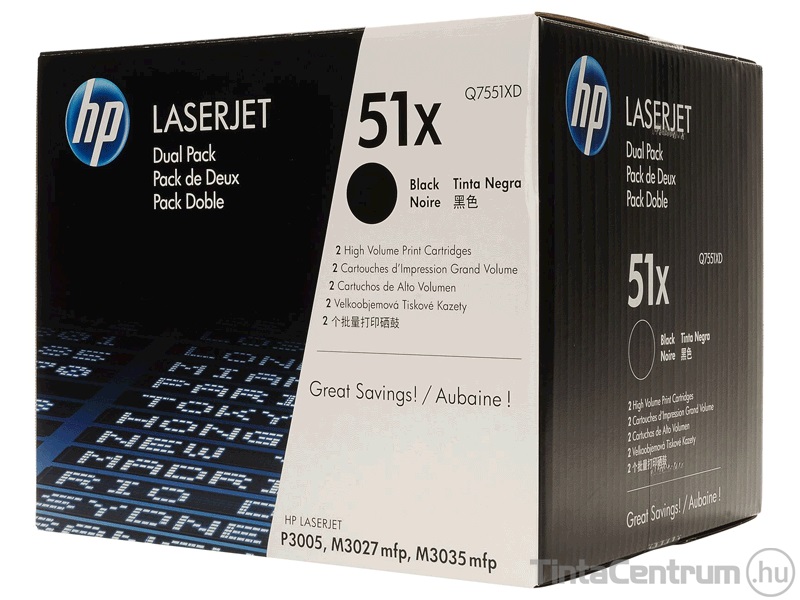 HP 51XD (Q7551XD) fekete [2x13000 oldal] eredeti 2db-os toner csomag