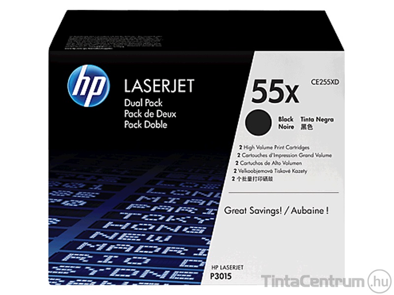 HP 55XD (CE255XD) fekete [2x12500 oldal] eredeti 2db-os toner csomag