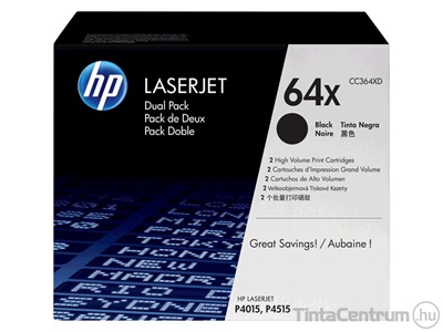 HP 64X (CC364XD) fekete [2x24000 oldal] eredeti 2db-os toner csomag