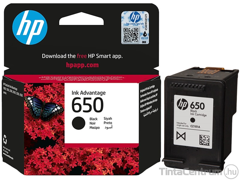 HP 650 (CZ101A) fekete eredeti tintapatron