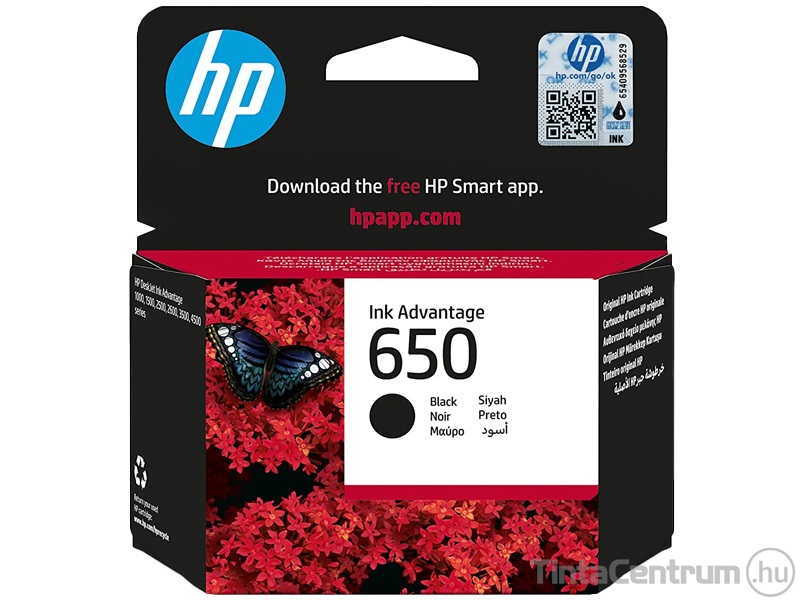 HP 650 (CZ101A) fekete eredeti tintapatron