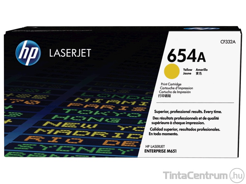 HP 654A (CF332A) sárga [15000 oldal] eredeti toner