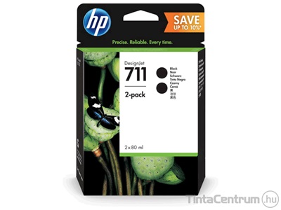 HP 711 (P2V31A) fekete eredeti 2db-os patron csomag