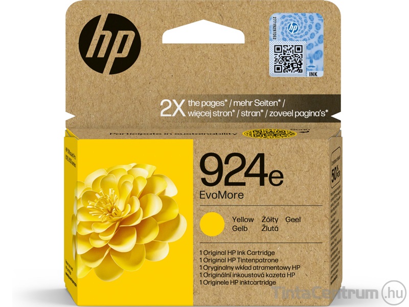 HP 924e EvoMore (4K0U9NE) sárga eredeti tintapatron