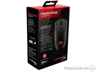 HP "HYPERX Pulsefire Surge" egér, vezetékes, optikai, gamer, fekete