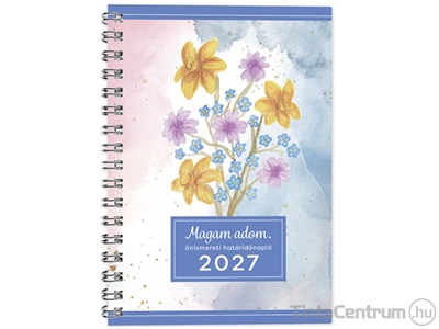 Határidőnapló, agenda, heti, A5, 145x205mm, spirálozott, önismereti, PD "Period", kék (2027 évi)