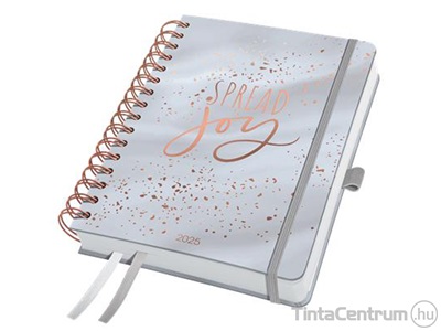 Határidőnapló, agenda, heti, A5, 168x215mm, spirálozott, kemény borító, SIGEL "Jolie", Glittery Joy  (2025 évi)