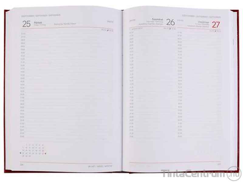 Határidőnapló, agenda, napi, A5, 150x213mm, VICTORIA "Chrono", bordó (2026 évi)