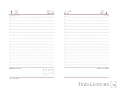 Határidőnapló, agenda, napi, A5, 150x213mm, VICTORIA "Chrono", piros (2025 évi)