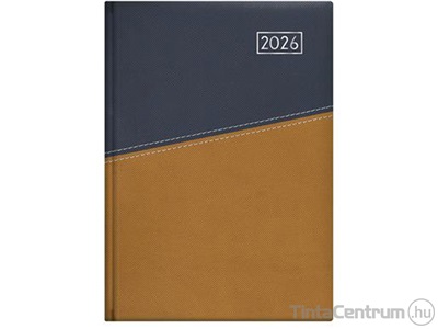 Határidőnapló, agenda, napi, A5, 150x215mm, TOPTIMER "Duplex", kék-mustár (2026 évi)