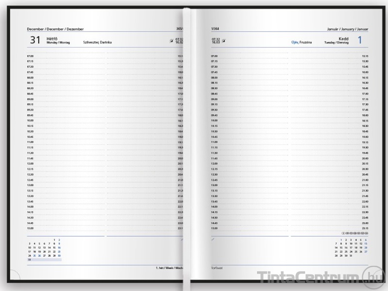 Határidőnapló, agenda, napi, B5, 176x250mm, TOPTIMER "Traditional", fekete (2025 évi)